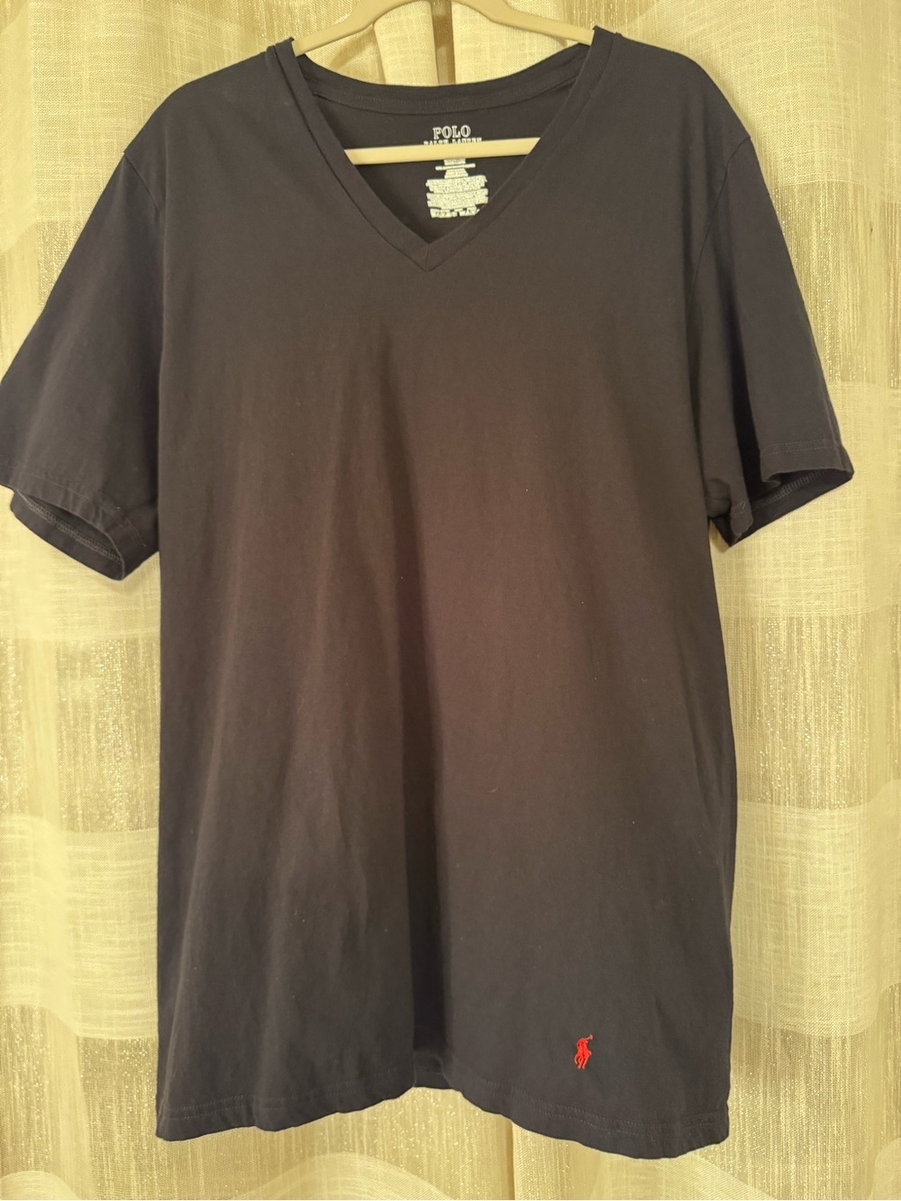 Polo by Ralph Lauren Black Short Sleeve V-Neck T-Shirt with Red Pony